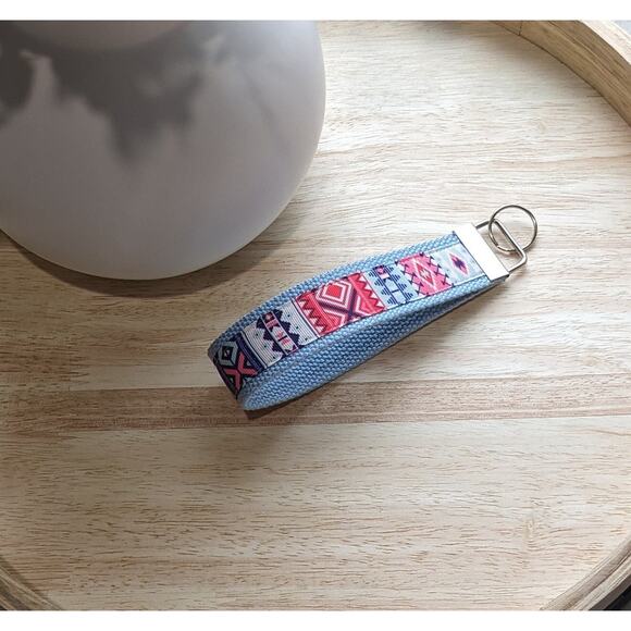 Aztec Keychain Wristlet Fabric Key FOB Gift Diamond Tribal XO Western Cowboy - Picture 7 of 9